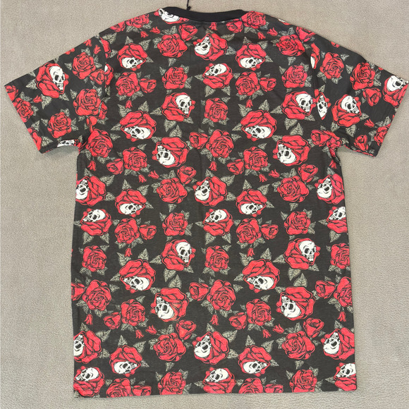 WXYZ MFG. CO Black Graphic Red Rose Skull Pocket T-Shirt Men's Medium WKS02C123 - Picture 2 of 9